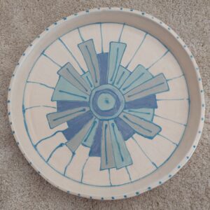 Keraminė rankų darbo lėkštė arba tortinė „Planetos“