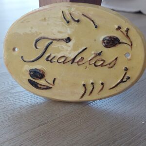 Keraminė rankų darbo lentelė durims „Tualetas“